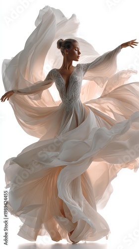 A dancer captures elegance and grace in a flowing dress, showcasing the beauty of movement and artistry.