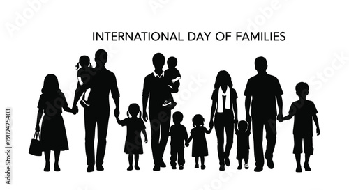 Silhouette family illustration celebrating international day of families