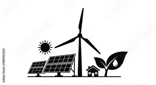 Renewable energy sources including wind solar and sustainable living