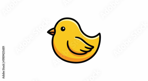 A stylized, fluffy yellow chick with an orange beak and eye, shown in profile