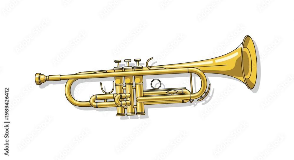 Obraz premium Golden Trumpet Musical Instrument Isolated on White Background
