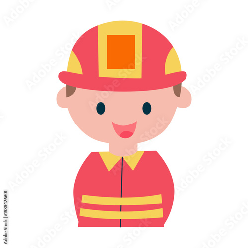 Cute Cartoon Firefighter Character Illustration