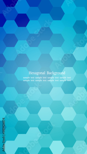 上品で落ち着いたダークブルーの六角形モザイク背景 シンプルデザイン 縦長16:9