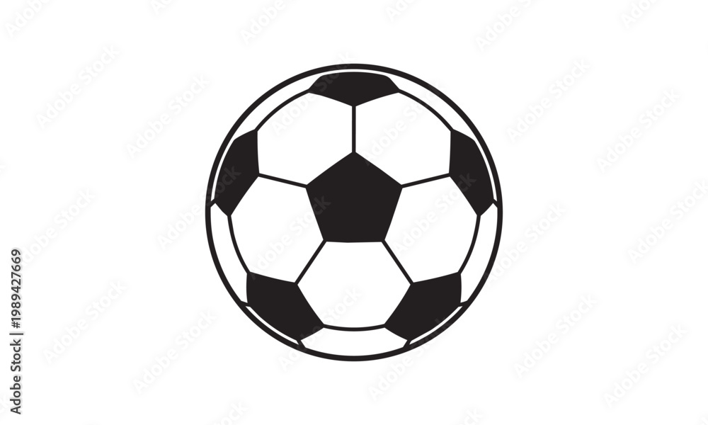 Fototapeta premium Classic Soccer Ball Icon Vector. Simple Black and White Football Game Symbol. Minimalist Line Art Sport Illustration for Logos and Apps