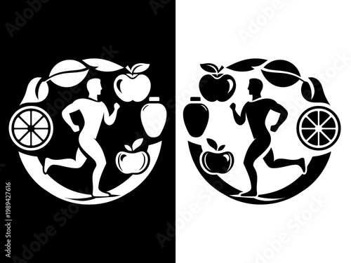 Healthy Lifestyle Icons Set, Fitness and Wellness Pictograms, Vector Health Routine Silhouette Illustration