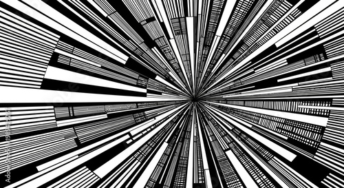 Abstract Black and White Radial Burst Explosion Pattern Background
