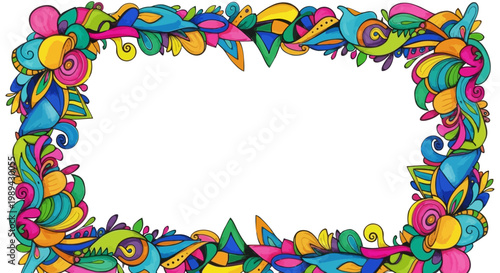 Vibrant Abstract Doodle Art Frame with Colorful Hand Drawn Patterns