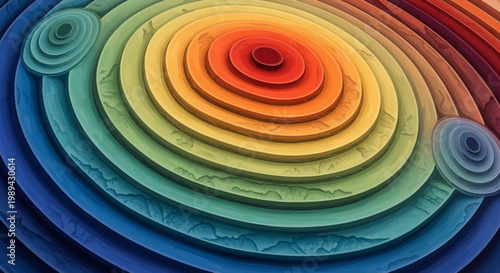Abstract Colorful Concentric Circles Relief Texture