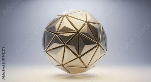 Abstract Metallic Geometric Sphere with Triangular Facets