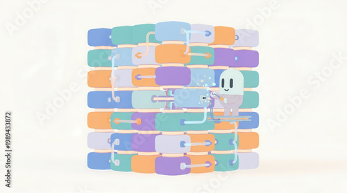 Data Storage System Illustration 3D Style for Cloud Database and Digital Infrastructure