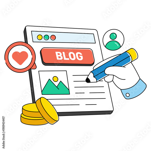 Trendy design icon of blog writing 
