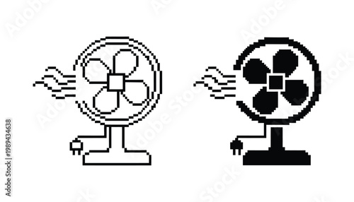 Fan Pixel Art Icon Blowing Air Retro UI Element Game Development Asset