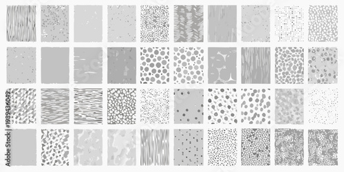 Vászonkép A collection of thirty six grayscale textured squares arranged in a grid