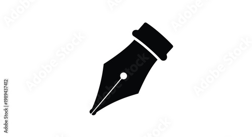 A striking black silhouette of a classic fountain pen nib design silhouette