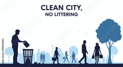 Promoting a clean city with people disposing of trash responsibly