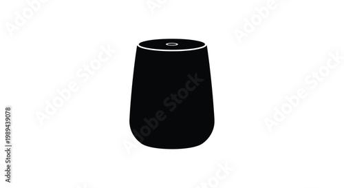 A minimalist black smart speaker isolated on a plain white background