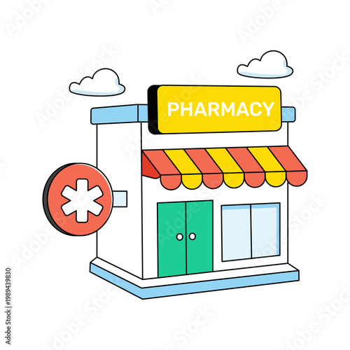 Modern design icon of pharmacy building 