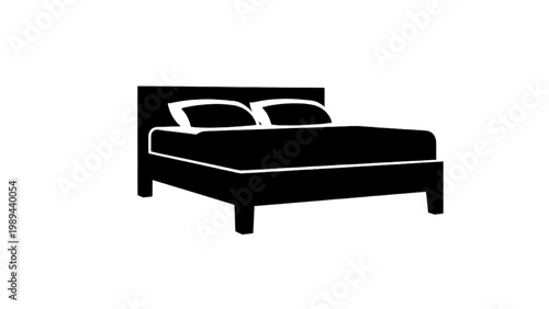 2D AutoCAD icons of a modern bed with pillows