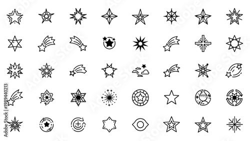 Collection of 2D AutoCAD icons featuring various star and celestial symbols