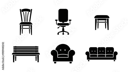 Collection of 2D AutoCAD icons featuring various furniture