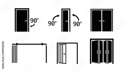 2D AutoCAD icons showcase various door designs and angles