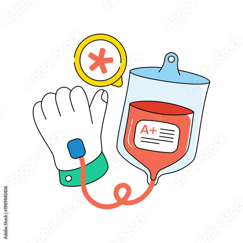 Conceptual doodle design icon of blood donation 