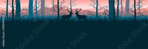 Serene outdoor environment presentation layout with wildlife