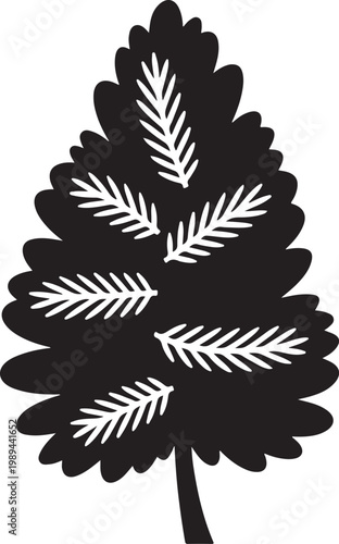 Black Tree Silhouette Vector Icon Set with Diverse Pine and Leafy Shapes.Pine Tree Silhouette Icon