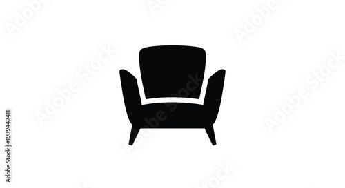 A minimalist black silhouette of a comfortable armchair modern design silhouette