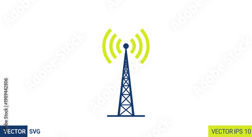 Cell Tower Broadcast Signal Icon Vector