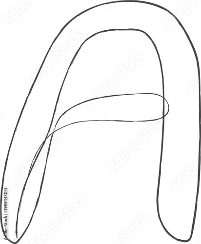 Simple minimalist hand drawn sketch of the letter A featuring a creative cursive style with thin black lines isolated on a white background for design