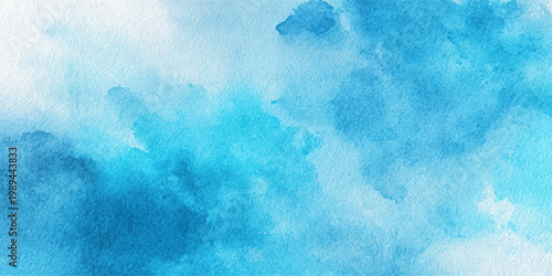 Abstract watercolor illustration of clouds in varying shades of blue, evoking a sense of tranquility and ethereal beauty, blending artistry and nature.