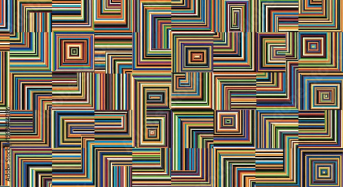 Abstract Geometric Pattern with Colorful Nested Square Lines