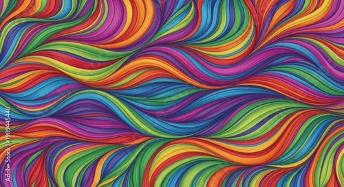 Vibrant Rainbow Abstract Wavy Lines Pattern