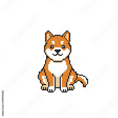 Shiba Inu Pixel Art Illustration