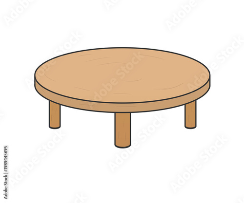 Round Wooden Table Illustration Isolated Design