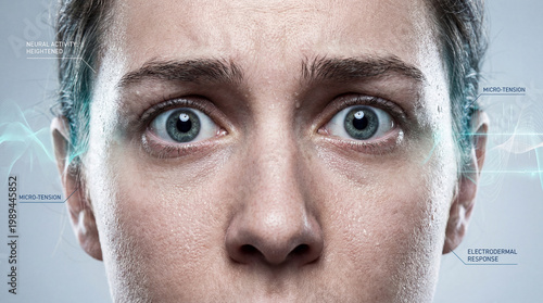 Person shows strong emotion in a close up with visible expressions during a scientific study of neural activity and response