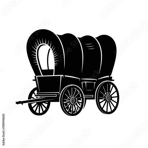 Covered Wagon Silhouette Vector Illustration