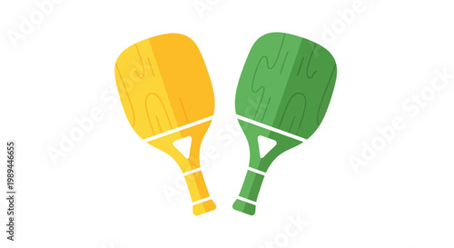 Two Colorful Paddles for Beach Tennis or Paddleball Game