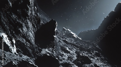 Cosmic Asteroid Field, Dark Space Rocks, Sci-Fi Nebula Background, Deep Universe