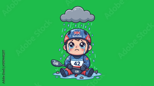 Sad Hockey Player Sitting in the Rain