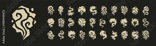 Stylized Smoke and Steam Vector Icon Collection