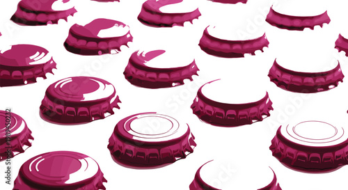 Bottle caps collection with glossy metal beverage lids vector illustration colorful soda cap design elements set