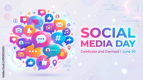 Bright social communication concept with colorful chat icons cluster in circular digital layout for online marketing branding promotion and audience engagement campaigns