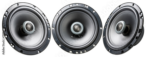 Schilderij op canvas Speaker isolated on white background, Car Speaker on white background with work path, High resolution focus stacking photography