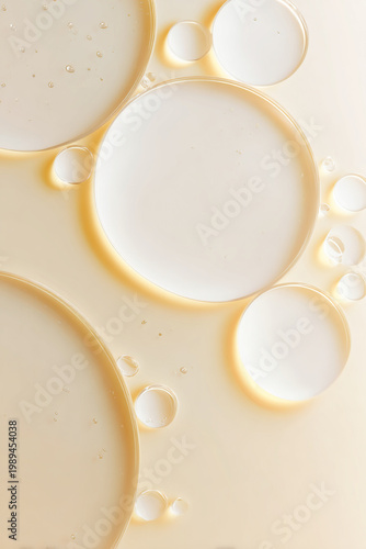 Close-Up Of Milk Foam Bubbles On Creamy Surface With Soft Pale Tones