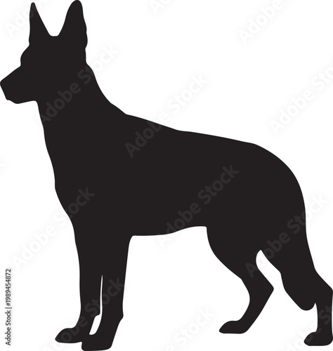 A black silhouette of a german shepherd dog