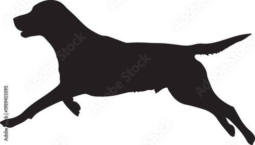 A black silhouette of a dog running