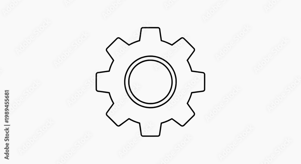 Fototapeta premium A simple illustration of a gear icon in a white space
