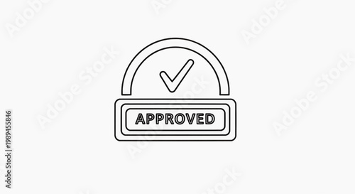 Approved stamp icon with checkmark on a document for validation